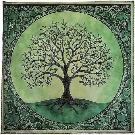 Nappe carrée à motif d'arbre, nappe d'autel, nappe de divination, nappe pour jeu de cartes, nappe pour jeux de sorcellerie, format B 50 x 50 cm (1/5)