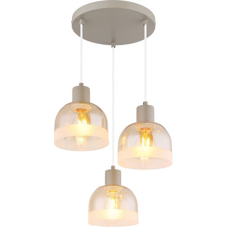 Suspension, lampe de salon, hauteur réglable, sable et métal, H 150 cm (1/5)