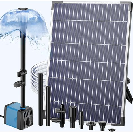 Biling Teichpumpe Solar Springbrunnenpumpe für außen, 12W 450 l/h Solarpumpe für brunnen mit 4 Düsen 2 m Rohr DIY Solar Wasserspiel, Solarbrunnen für Garten Teich, Bach, Wasserfall, Wasserkreislauf (1/5)