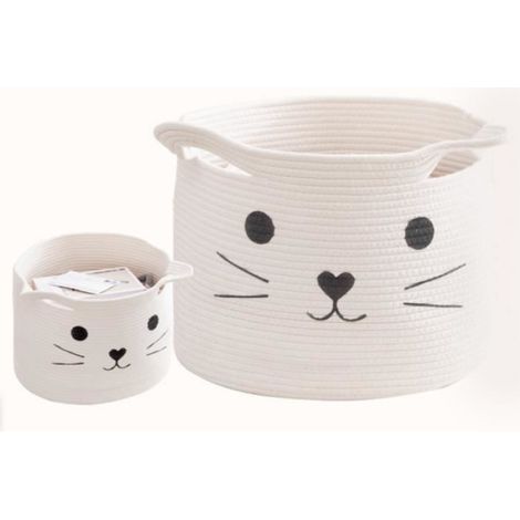 Panier Rangement - Corbeille Tressée Coton - Pour Linge Jouets Animaux - 35 x 30 x 30 cm - 1 Pièce (1/4)