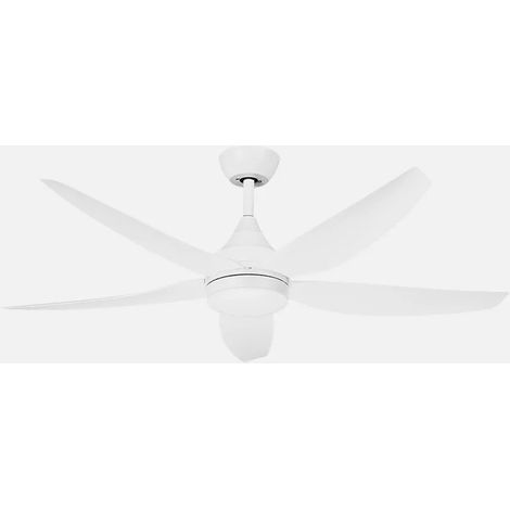 Ventilateur Elda DC 18 W blanc, 5 pales, 6 vitesses, diamètre 144°, flux lumineux 2250 lm, compatible avec télécommande, mémoire