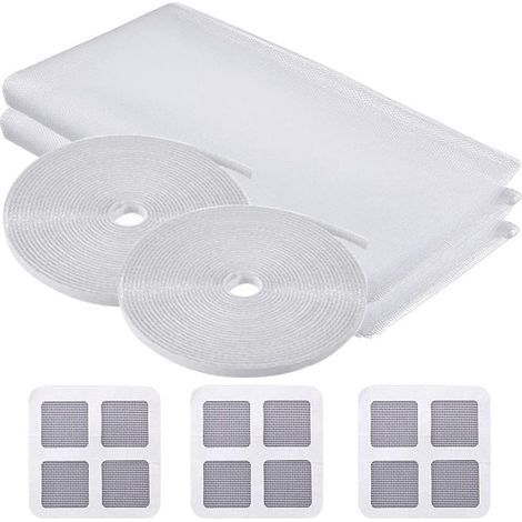 Mosquito Net Window 2 Sets Mosquito Net Window Net Screen Insect Flies with Adhesive Strip Mesh Net Curtain, White Transparent, Mosquito Net Curtain 130  150 cm