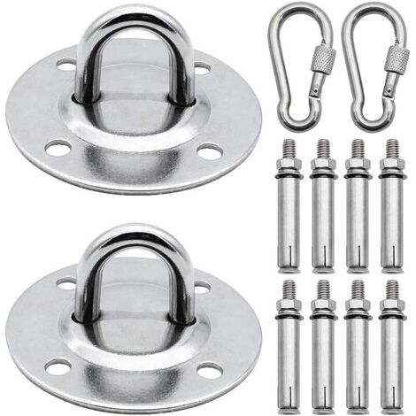 Pair 2 Pièces Lourds Crochet De Plafond en Acier Inoxydable Support de Sac de Frappe Hamac à Suspendre Kit avec Vis Convient aux Gymnases Yoga Aérien Hamacs Balançoires Sacs de Boxe Murs en Béton (1/5)