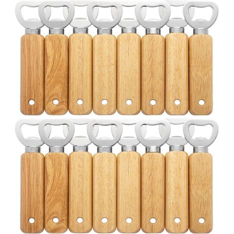 Abridores de botellas de madera grabables, juego de 16 abridores manuales para cerveza, sidra y otras bebidas, accesorios para bar y hogar. (1/5)