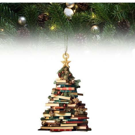 DéCoration De Librairie De NoëL, Ornement à Suspendre, Pendentif Livres DéCoration De FêTe DéCoration à Suspendre Decoration Noel, Moins De 2 Euro, Sapin Suspension Ornement Plat en Acrylique 2D (1/4)