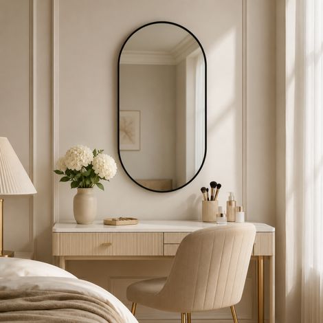 Miroir de salle de bain elliptique à suspension flexible 50 x 80 cm (1/5)