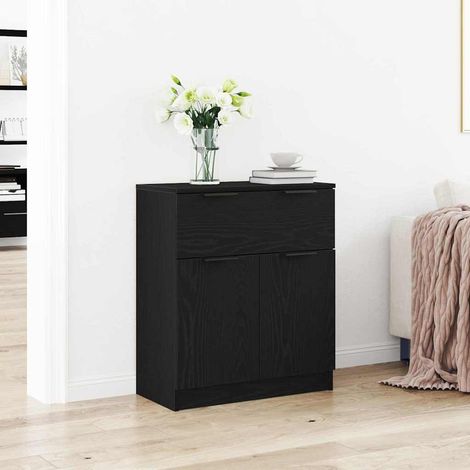 Sideboard Schwarz Eichen-Optik 60 x 30 x 70 cm Holzwerkstoff (1/5)