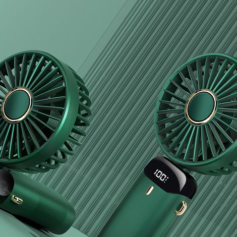 Neuer tragbarer Mini-USB-Ventilator für Studenten (2022), faltbarer Aromatherapie-Ventilator mit Digitalanzeige N15 Dunkelgrün 3000 m (1/5)