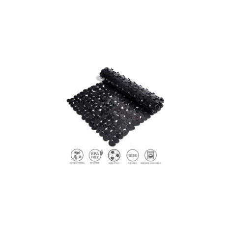 Alfombrilla de ducha rectangular negra antideslizante, alfombrilla de baño antimoho, alfombrilla de baño antideslizante para bañera, alfombrilla de ducha con ventosas para baño, 88 x 40 cm - Crezuo