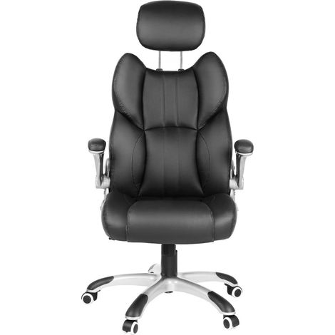 Silla de oficina giratoria sillón ergonómico con reposabrazos plegables base en estrella de nylon carga máxima 150 kg negro 120007403 (1/5)