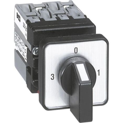 Mini-commutateur à cames 3 directions avec position arrêt - 1P - fixation centrale Ø22 sur porte - LEGRAND
