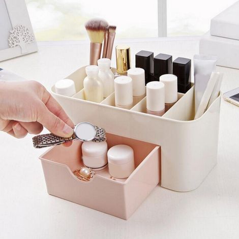 Organisateur Cosmétique Élégant pour Table [Storage Box] Modèle à Drawers Plastique Blanc Spacieux pour Bijoux Accessoires (1/5)
