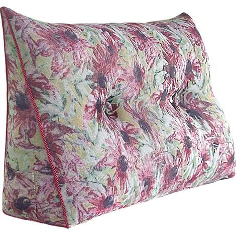 VERCART Großes Bettruhe Keilkissen, Lang Lesekissen, Dekoratives Kopfteilkissen, Dreieckiges Rückenkissen, Loungekissen für Tagesbett oder Couch,Rosa,60x50x20CM (1/5)