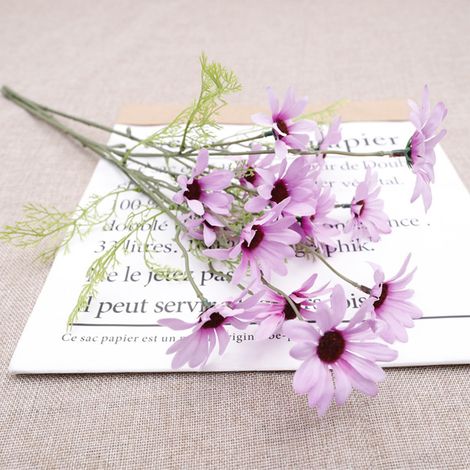 Marguerite artificielle à tige unique haute simulation décoration vive pour mariage chambres coucher parcs bureaux Violet (1/4)