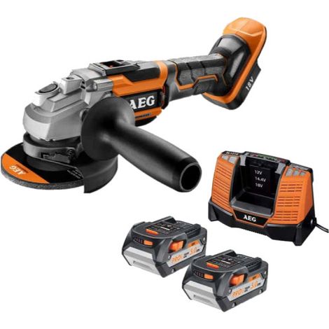 AEG – Meuleuse 18V Brushless 125mm – 2 batteries 5,0Ah – Vitesse 11000 tr/min – Carter aluminium pour solidité – Pour béton armé (1/8)