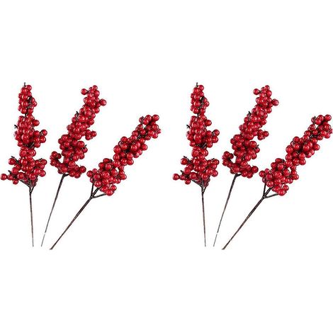 40 künstliche rote Beeren, dekorative Zweige mit roten Beeren, Herbstzweige, Weihnachtszweige, Zweige mit Beeren (1/5)