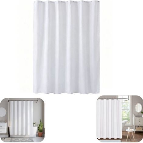 Rideau de douche 240 x 180 cm - rideau opaque imperméable anti-moisissure, blanc (1/5)