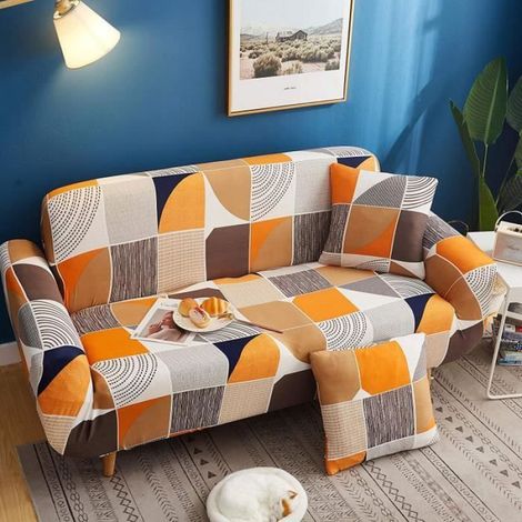 Housse de Canapé - Extensible 3 Places - Coloré - 190-230cm - Anti-dérapante ENEVAOCT (1/4)