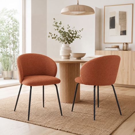 Lot de 2 chaises repas 50x43x80 cm en tissu terracotta - PEMBO (1/5)