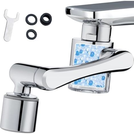 Grifo con filtro de agua, grifo extensible multifuncional giratorio de 1080°, filtro de agua transparente, 2 modos de filtrado para grifos de cocina, baño y lavabo.