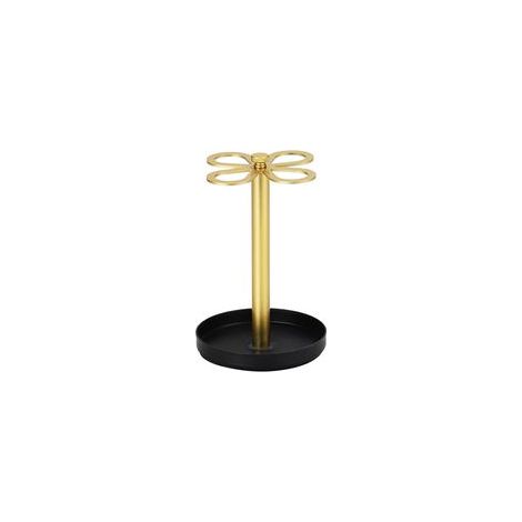4-Compartment Toothbrush Holder with Ventilation Holes and Drainer — White and Gold Butterfly (1/3)