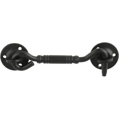 Pestillo de ventana con gancho para puerta de cabina, 110 mm de largo, acero inoxidable negro mate, (1/5)