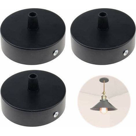 3 PièCes Auvent De Plafond 8cm Cache Fil Pour Lustre MagnéTique Profilé Avec Serre-CâBle IntéGré-Noir Mat-Luminaire Adapté à Toutes Les Lampes (1/5)