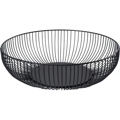 Support de rangement pour corbeille à fruits en fil métallique noir, style moderne, pour la cuisine.