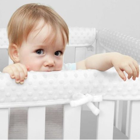 3PCS Protection de Rail de Berceau,Protège-Bords de Lit Bébé Protection de Dentition pour Bébé,Rails de Lit Souples Protection Blan (1/4)