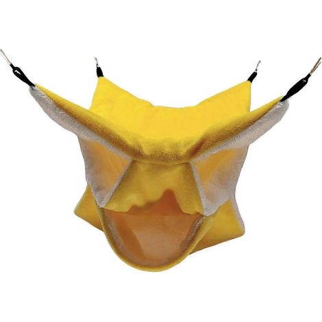 Hamac suspendu pour cage de petit animal, couchage d'hiver, hamac triple couche en polaire chaude pour perroquet et écureuil.-Yellow