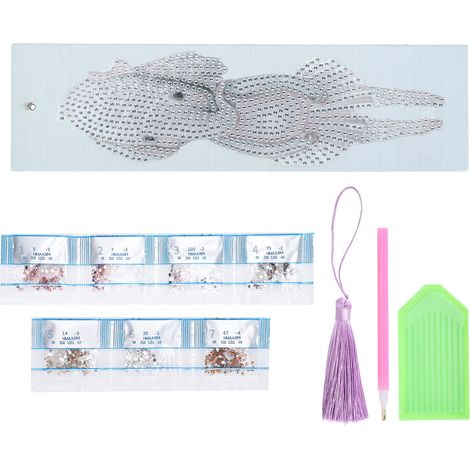 Kit de Peinture Diamant Marque-page en Cuir Synthétique avec Pompon Signet pour Maison Bureau École (Éléphant Veau) (1/5)
