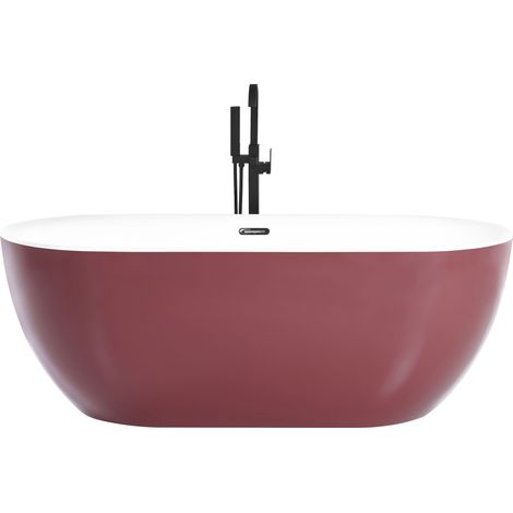 Bañera independiente de acrílico sanitario rojo brillante individual 170 x 80 cm ovalada estilo moderno Carrera