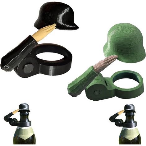 Tapones para botellas de cerveza con el saludo militar, 2 unidades, Impresión 3D, Tapones repelentes de insectos, Ecológicos, Negro + Verde (1/5)
