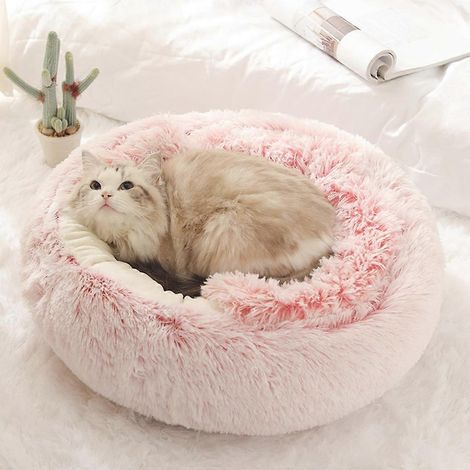 Niche-lit chauffante pour chats d'intérieur, lit rond auto-chauffant et antidérapant (1/4)