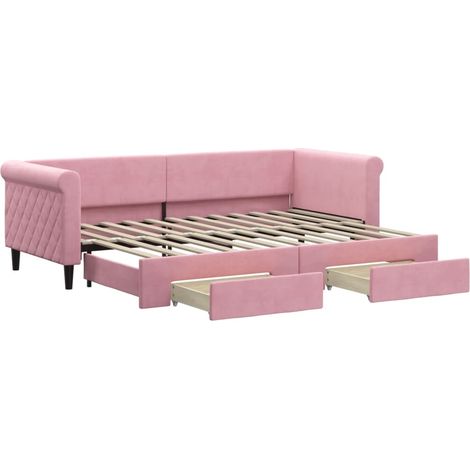 Maison Exclusive - Divano Letto Estraibile con Cassetti Rosa 80x200 cm Velluto (1/5)