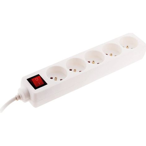 Zenitech - Blocco 5 prese con interruttore e spina extraplate, 1 m, colore: Bianco (1/5)