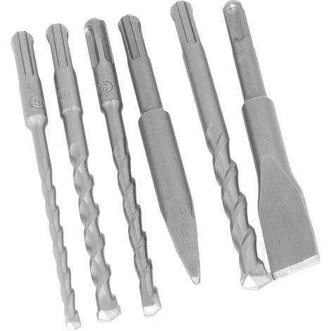 6-teiliges Bohrer-Set mit Spitzmeißel, Flachmeißel und hochhartem Schnellbohrer für Ziegel (1/5)