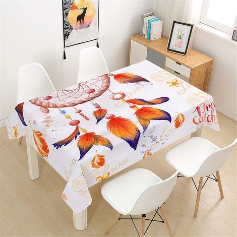 Mantel rectangular 3D, resistente a las manchas e impermeable, estampado de atrapasueños, poliéster, a prueba de polvo, lavable y fácil de limpiar, mantel para jardín/uso exterior (pintura de rosas, 6 (1/5)