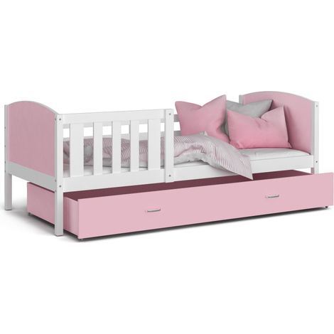 Lit Enfant Timo 90x190 tiroir Blanc - rose