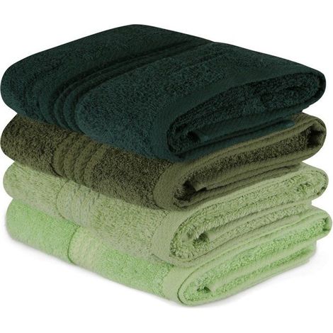 Serviette de toilette AUCUNE Lot de 4 100% coton 50 x 90 cm Vert (1/4)