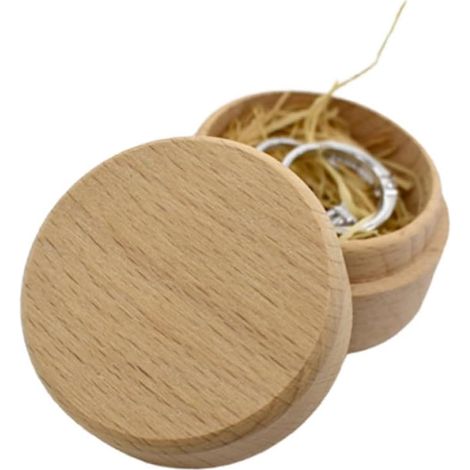 Boîte à Bagues en Bois Beige avec Couvercle et Lin pour Bijoux (1/5)