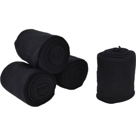 Set mit 4 dicken Fleece-Gamaschen für Pferde, schwarze Fleecebänder mit Klettverschluss (1/5)