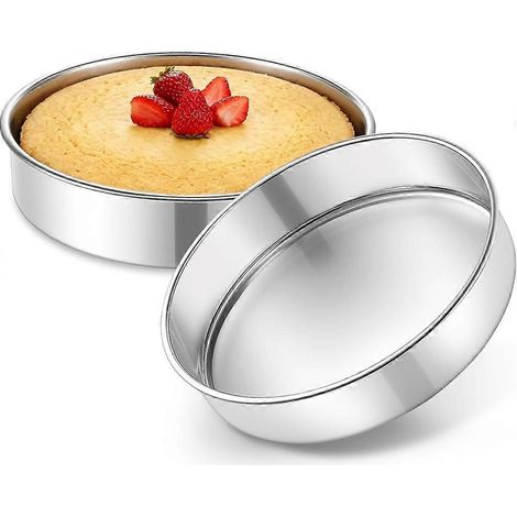 Ensemble de 2 moules à gâteaux ronds de 23 cm (9 pouces), moules à gâteaux à étages en acier inoxydable, pour la cuisson à la vapeur et au four. (1/5)