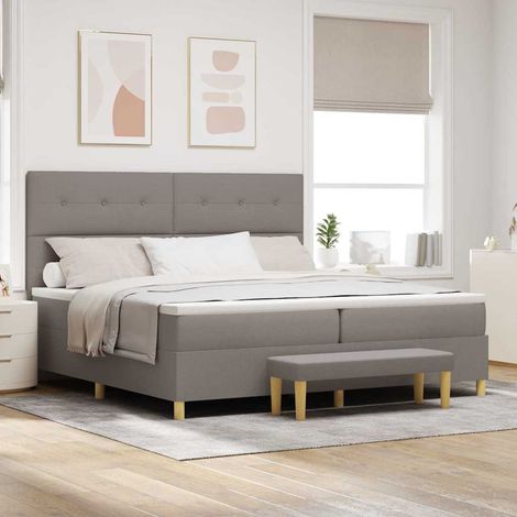 Boxspringbett mit Matratze Taupe 200 x 200 cm Stoff (1/5)