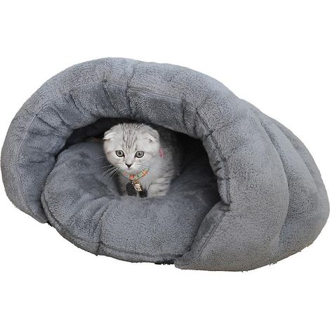 1 Lit pour chat, Lit doux pour chat, Lit pour chats et chiots (S--504535cm, gris) (1/5)