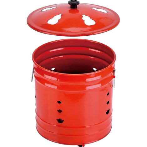 Brasero portable – Récipient en métal avec couvercle sécurisé pour feux d'extérieur Acier robuste avec design compact idéal pour le camping, la plage, le jardin ou les activités de survie Couvercle (1/5)