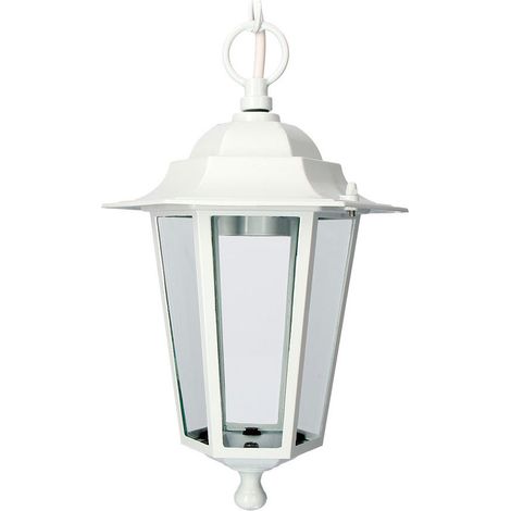 Lanterne de Plafond en Aluminium et Verre IP44 E27 60W Couleur Blanc Ø19,2x94,7cm Modèle Zurich EDM (1/3)