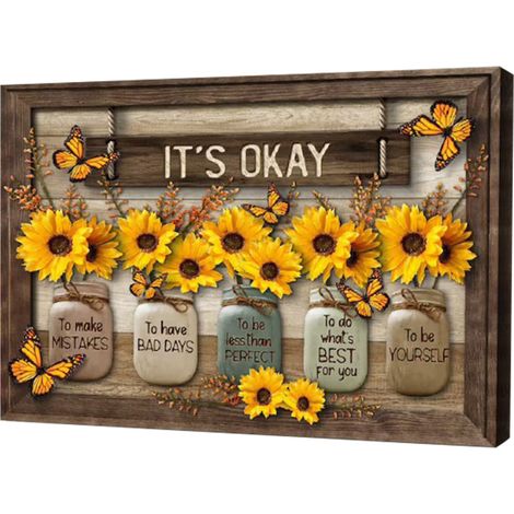 Décoration Murale en Bois avec de Papillons et de Tournesols, Couleurs Vives, Motif Papillon et Tournesol, Excellent Cadeau pour la Saint-Valentin, un Anniversaire (a) (1/5)