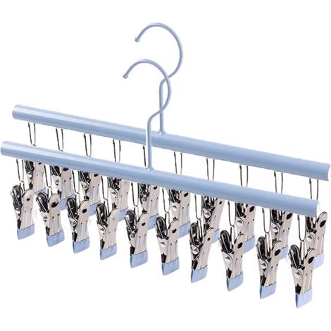 Kindfiber OÜ-Pivotant Coupe-Vent accroche-Chaussettes, Séchoir à Chaussettes , Séchoir à sous-vêtements(2 pièces X 10 Clips chacun) Bleu (1/5)