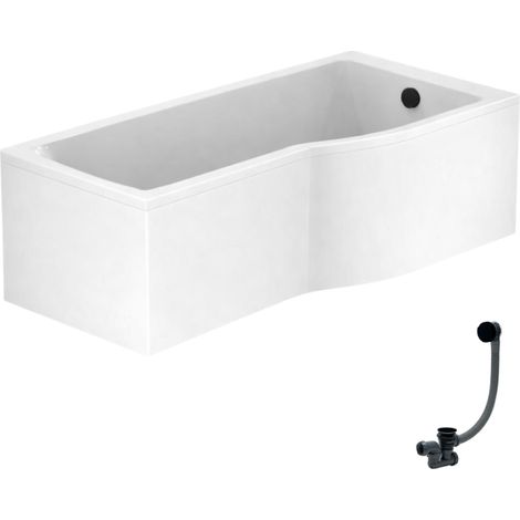 IDEAL STANDARD Connect Air Bañera/ducha derecha de 150 x 80 cm + faldón + desagüe, negro mate